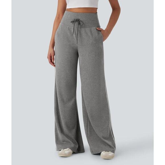 HALARA Pants - NEW Halara Women's XS Ribbed High Waisted Tummy Control  Wide Leg Pants Gray